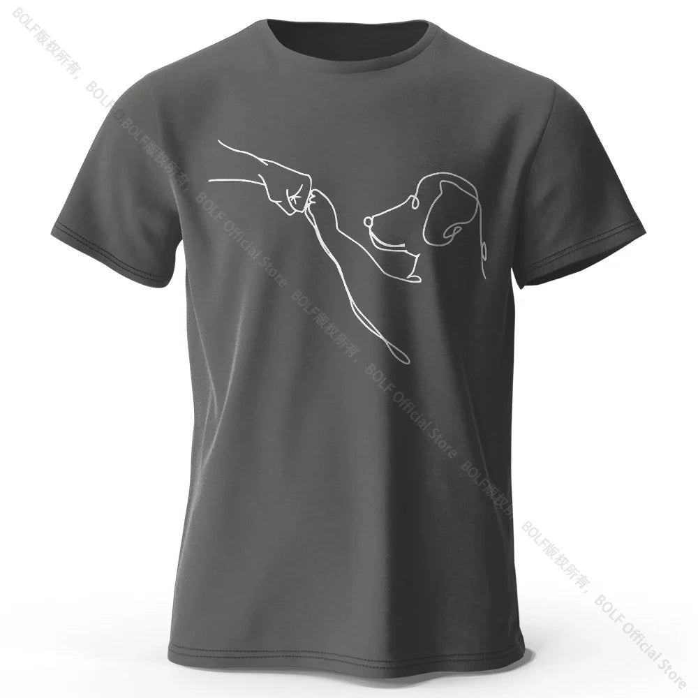 The Dog Friend Printed Modern Minimalist 100% Cotton T-Shirt, Lightweight Round Neck Short Sleeve Tee, Unisex Everyday Wear