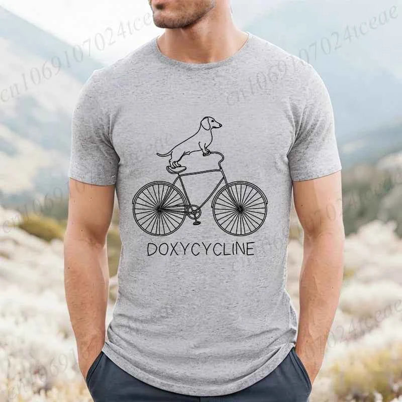 Dachshund Bicycle Printed Graphic T Shirts For Men Casual O Neck Short Sleeve T-Shirts Fashion Streetwear Vintage Male Tops