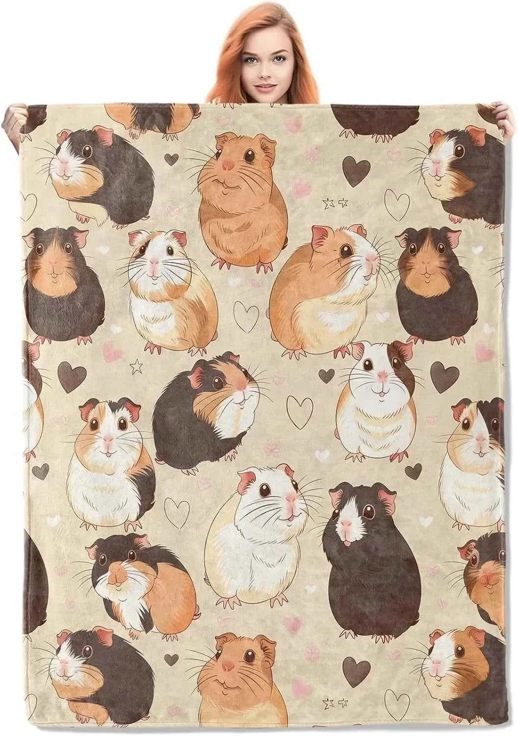 Lovely Guinea Pig Pattern Soft Throw Blanket – Perfect for Animal Lovers, Friends, Couch, Bed, Car, Home, Camping, All-Season