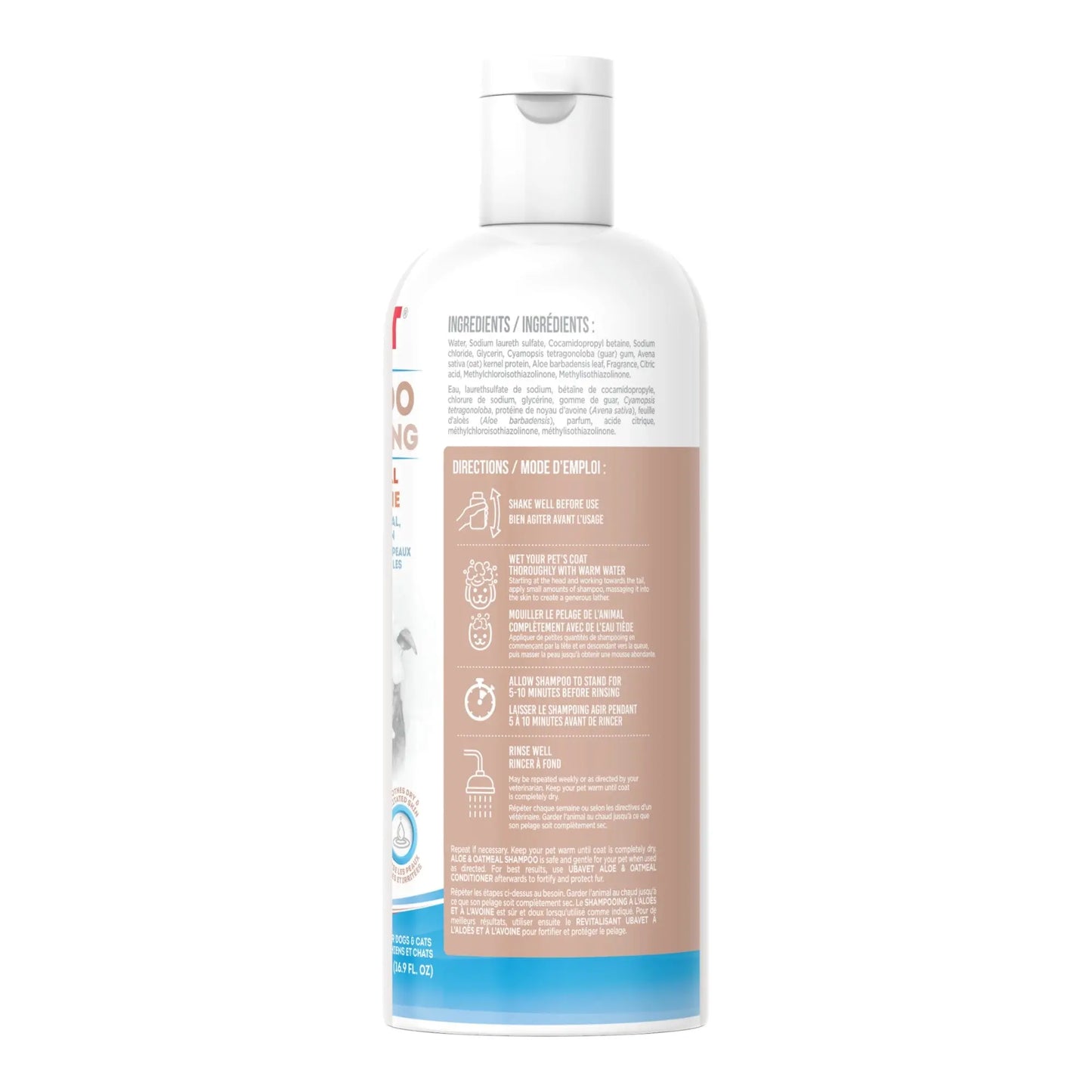 UBAVET Aloe & Oatmeal Shampoo for Dogs & Cats – Gentle Hydrating Formula – (16.9 fl oz / 500ml) American Pet Supplies