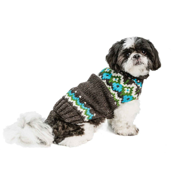 Charcoal Fairisle Wool Dog Sweater