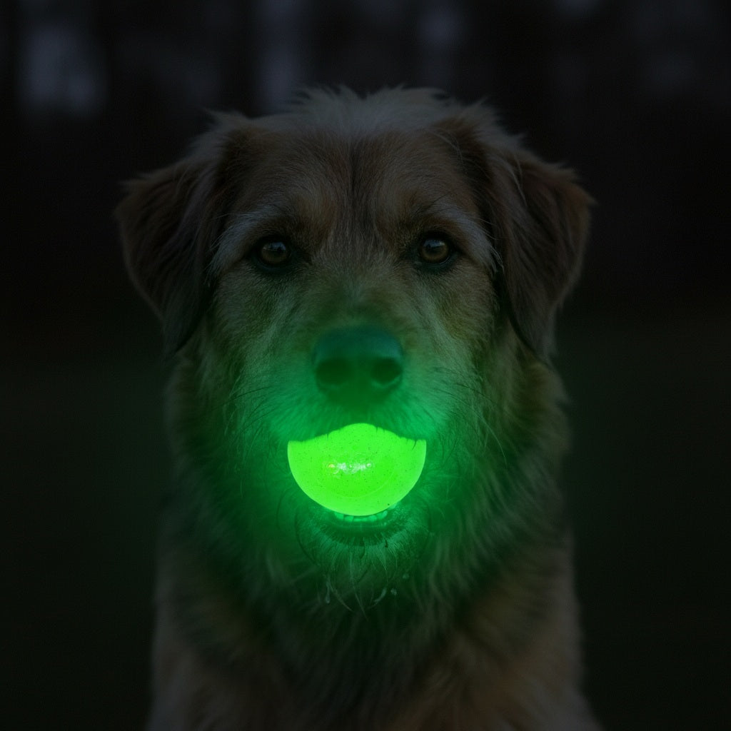Glow in the Dark Glitter Ball 2-Pack Dog Toy | Soft PUP-X Rubber Floating Fetch Ball with Treat Dispenser | USA Made