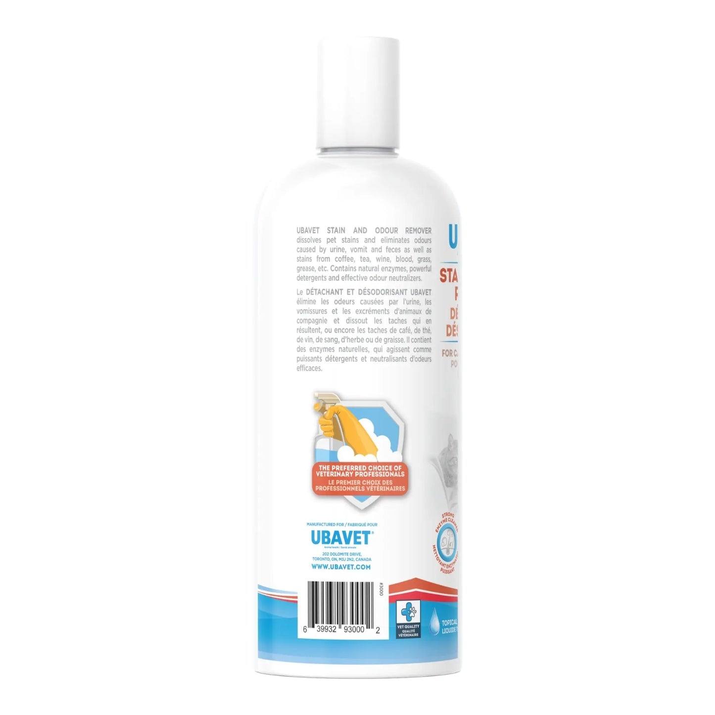 UBAVET Stain and Odor Remover for Dogs & Cats – Powerful Enzyme Cleaner – (16.9 fl oz / 500ml) American Pet Supplies
