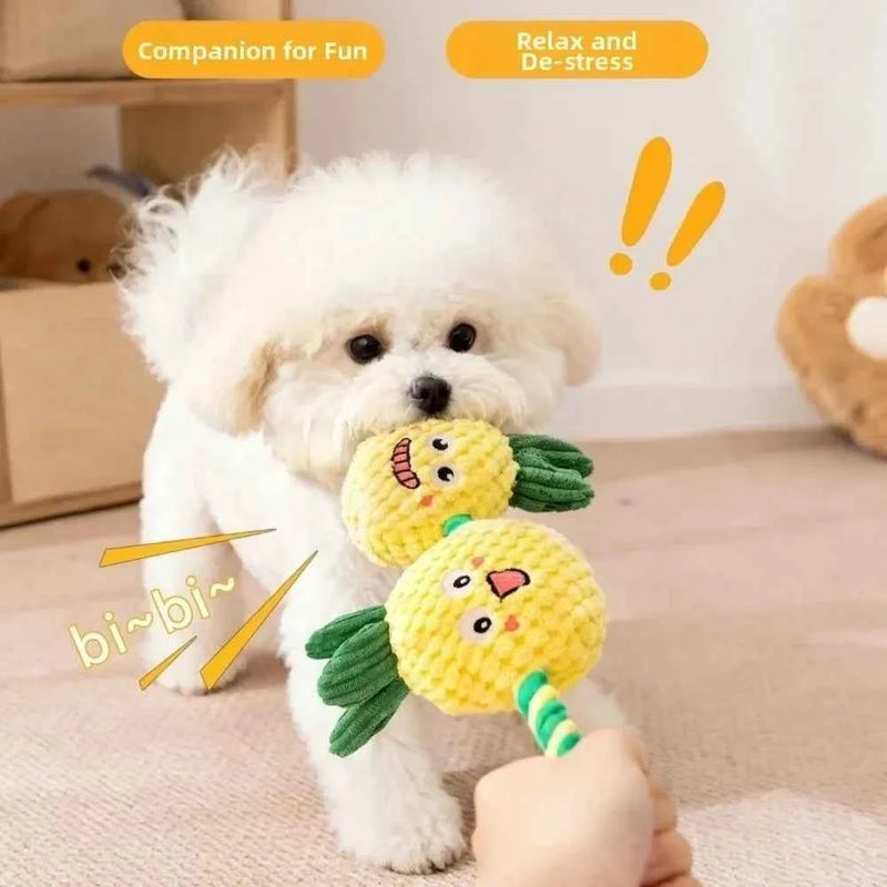 Dog Teeth Cleaning Toy Fruit Shape Bite Resistant Dog Plush Toy Built-in Sounder Can Bite Vocal Squeaky Dog Toy