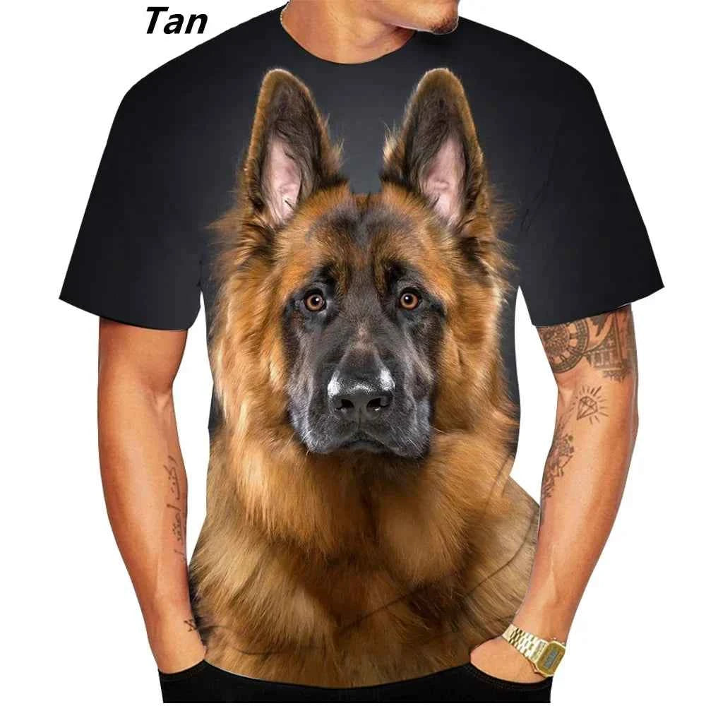 New Design Cute Pet Dog German Shepherd 3D Print T-shirt Funny Stylish Mens and Womens Casual Short Sleeves Personality T-shirt