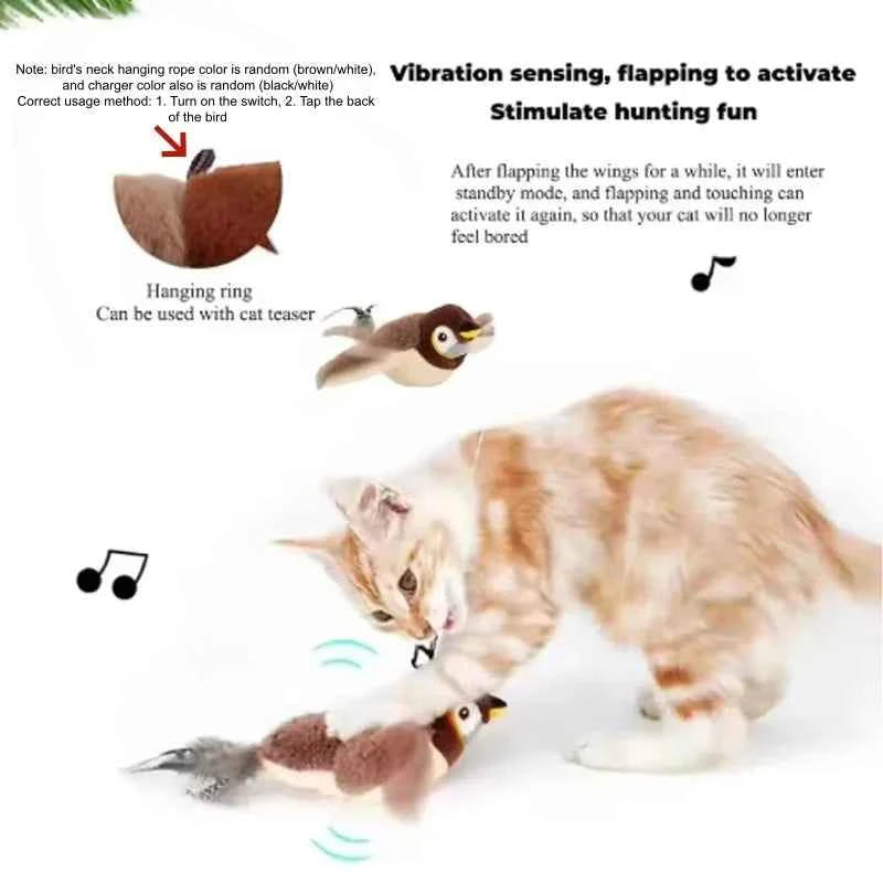 Pet Toy Hot Simulated Bird Cat Toy Interactive Toys Dog Rechargeable Chirping Flapping Bird(no Flying) Touch Activated Plush