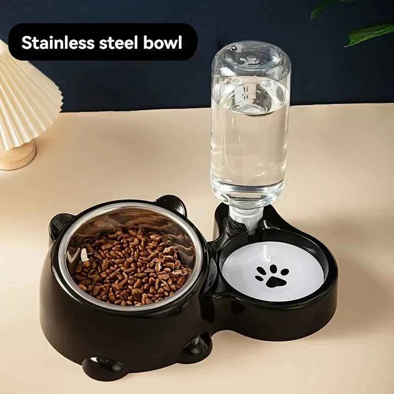 Pet Bowls With Water Feeder, 3 In 1 Water Bottle For Neck Protection