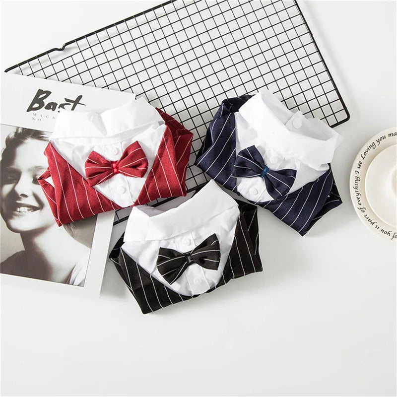 English Style Gentleman Dog Dress Puppy Suit with Tie for Formal Occasions Four Seasons Wedding Pet Photo Teddy Clothes