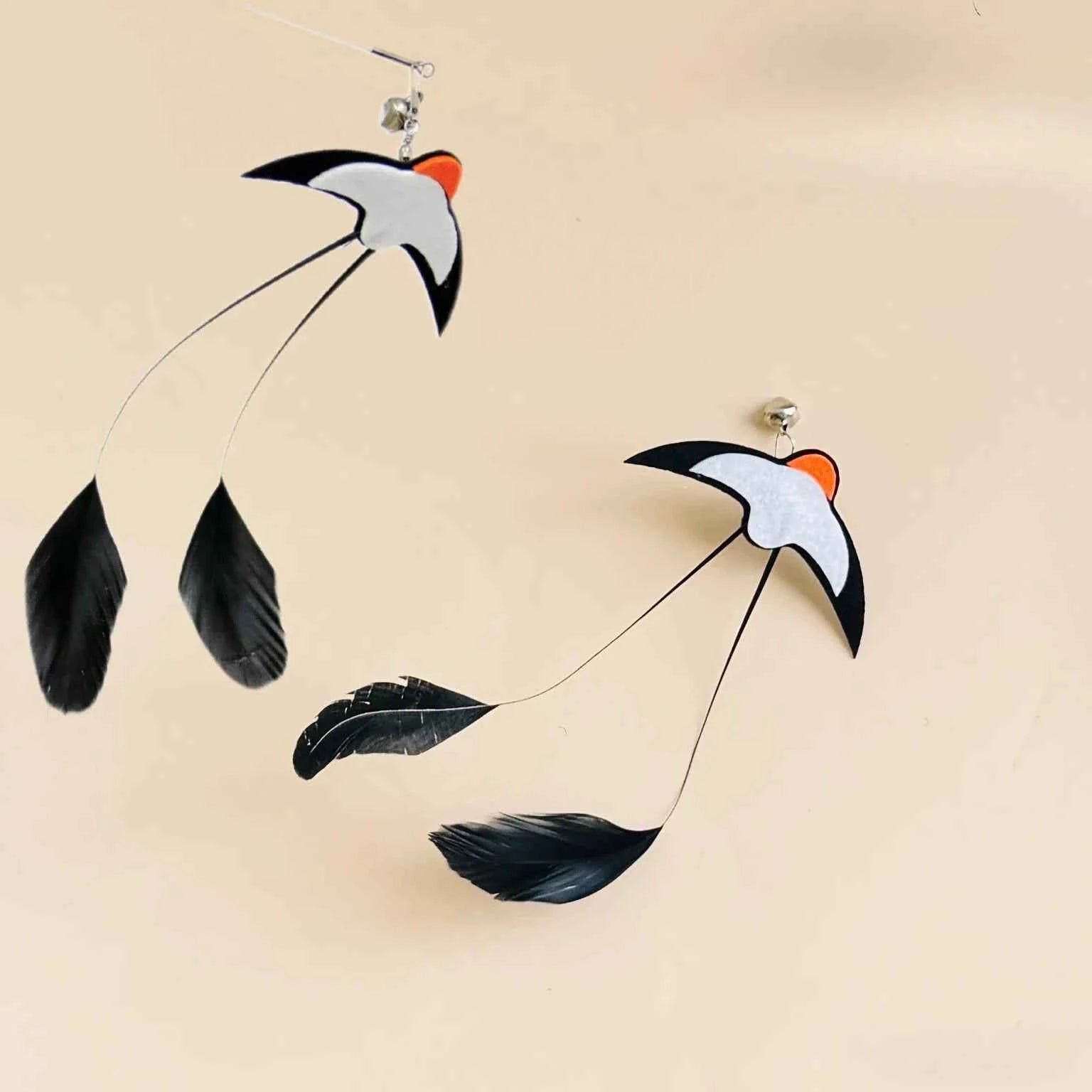 Interactive Cat Toy Funny Simulation Bird Feather with Bell Cat Stick Toy for Kitten Playing Teaser Wand Toy Pet Cats Supplies