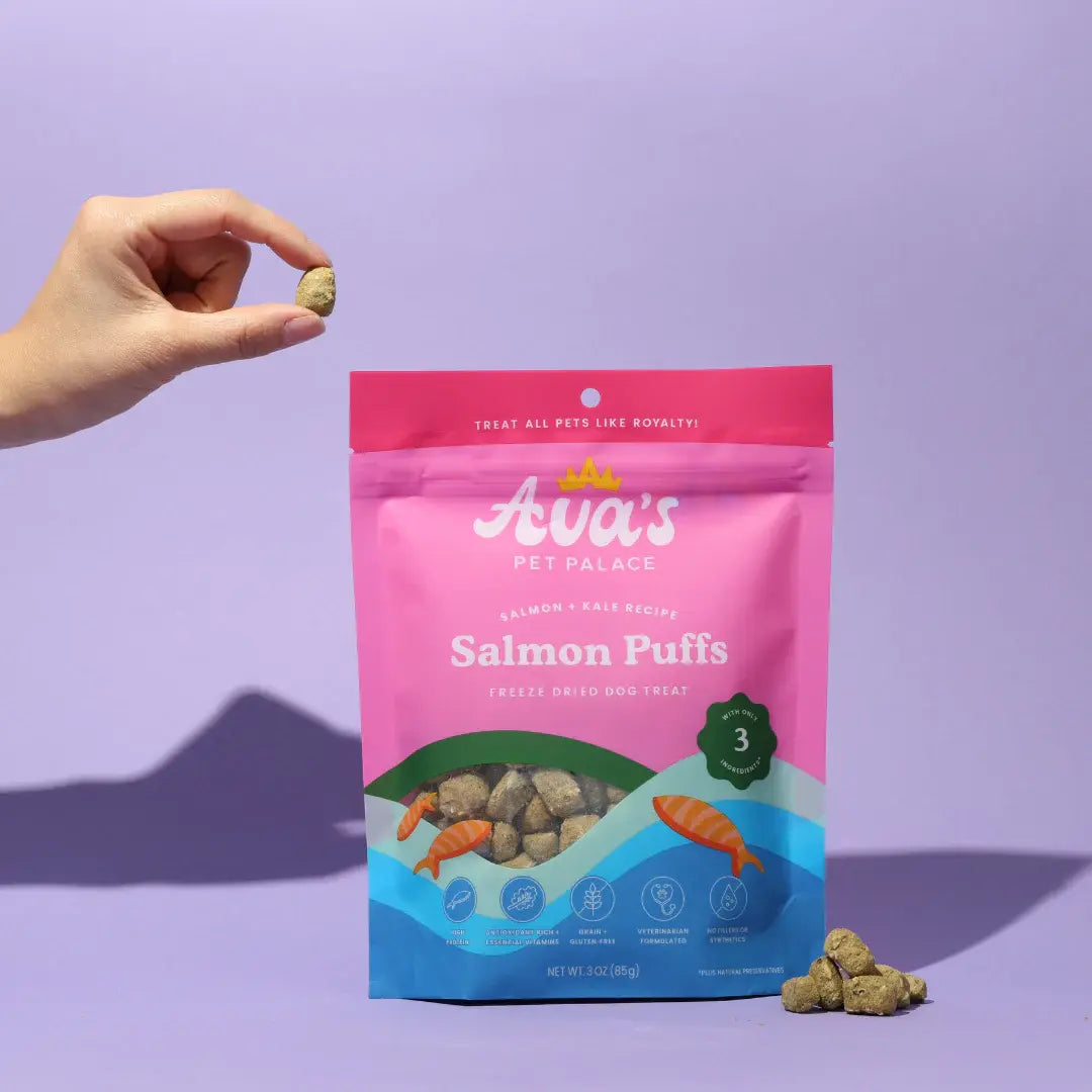Ava's Pet Palace Freeze Dried Dog Treats - Salmon Puffs (3 oz) American Pet Supplies