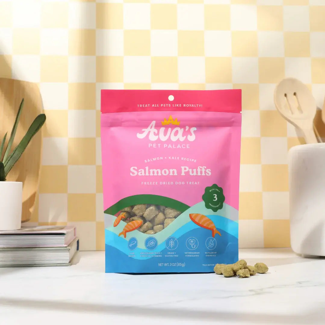 Ava's Pet Palace Freeze Dried Dog Treats - Salmon Puffs (3 oz) American Pet Supplies