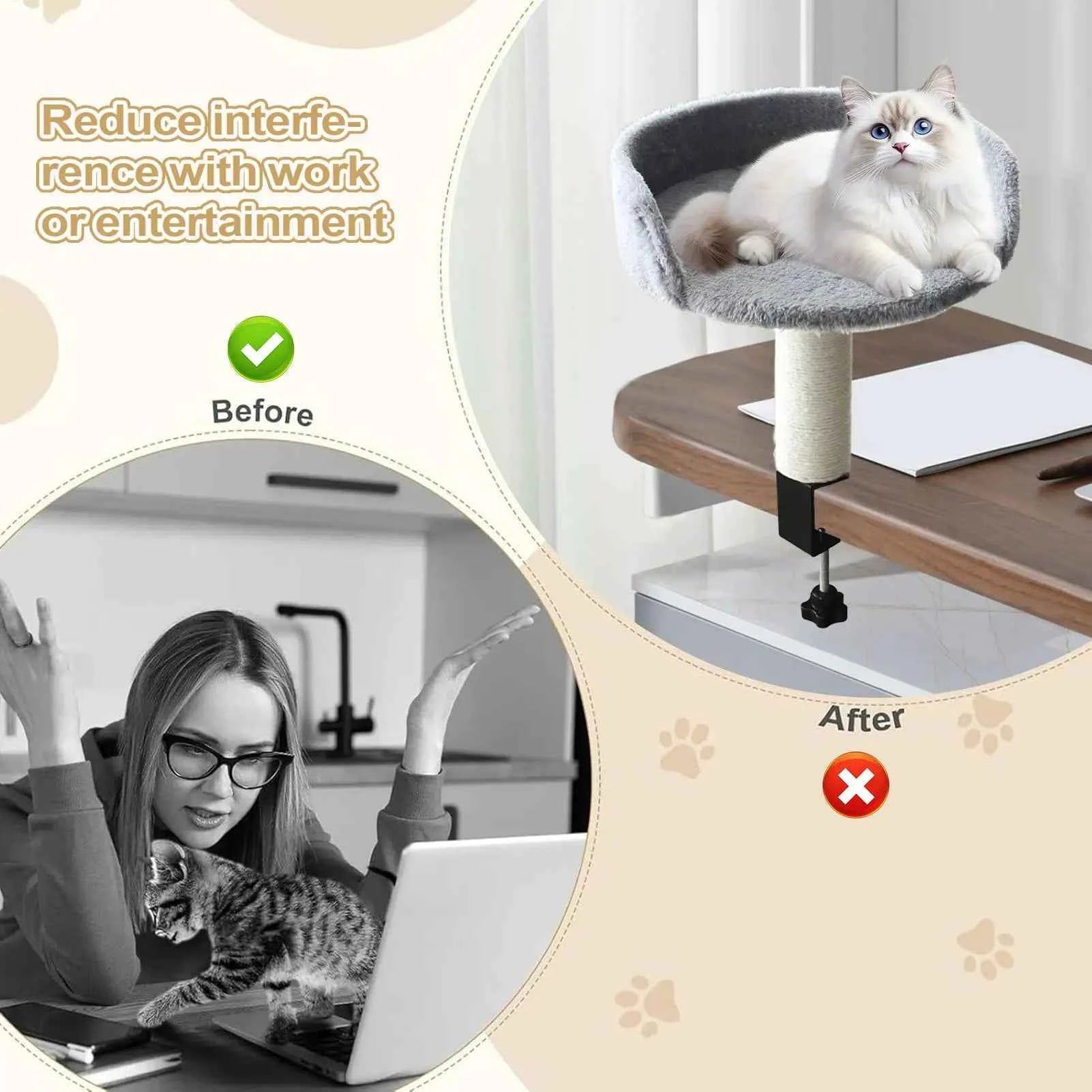 Cat Bed for Desk 360 Rotating Hammock for Cat Desk Clamp Kitten Bed for Kittens Pets Animals Indoor Home Apartment Living Room