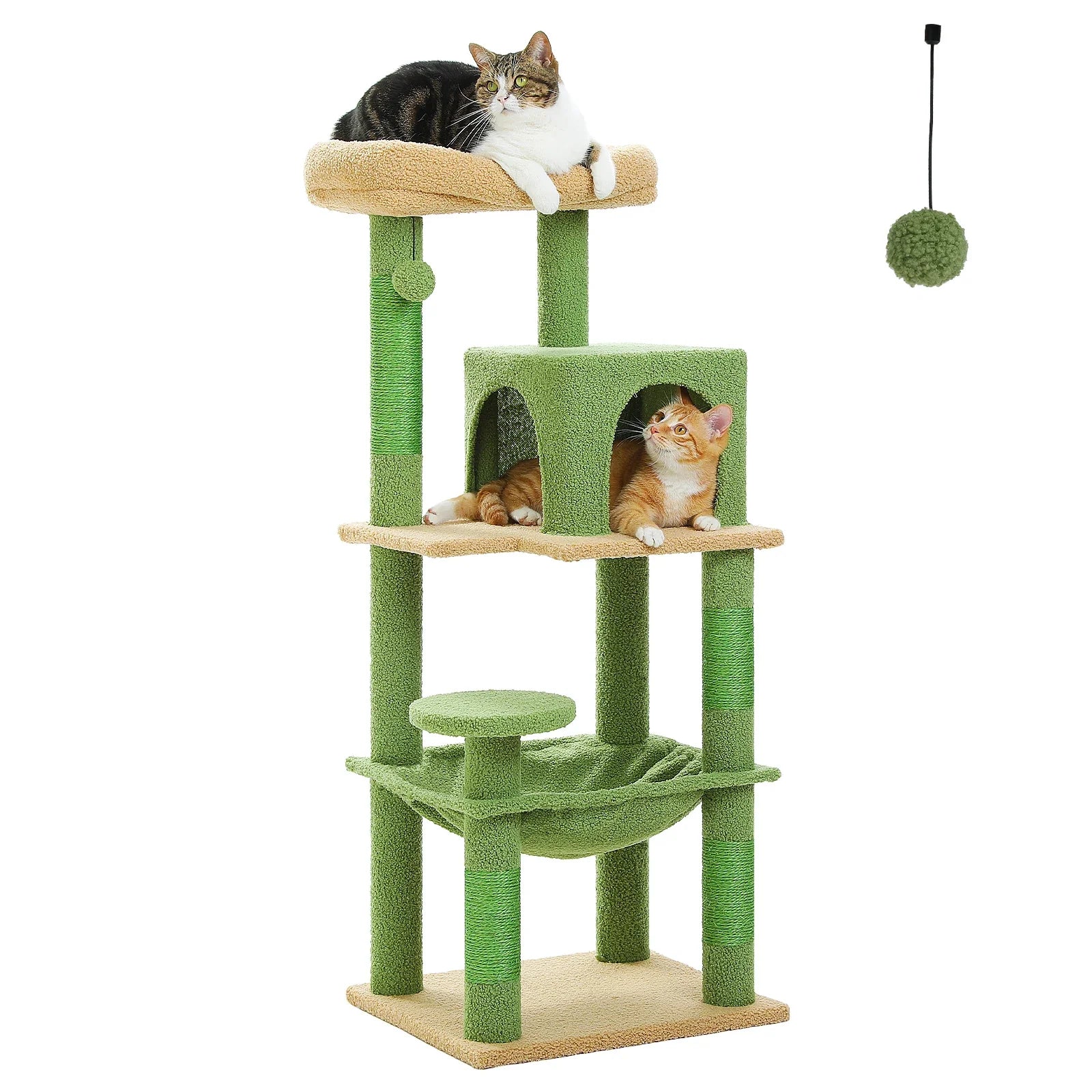 PAWZ Road Cactus Cat Tree Tower for Large Cats - Green 56"