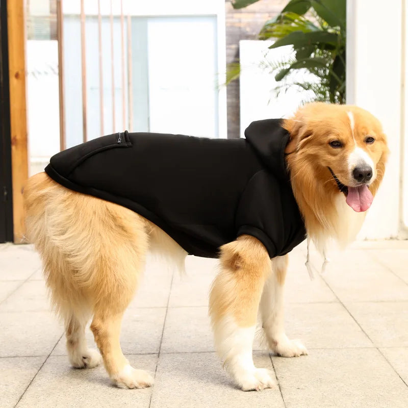 Pet Hoodies for Large Dogs Spring and Autumn Fleece Golden Retriever Sweatshirt with Hat and Zip Pocket Pet Clothing