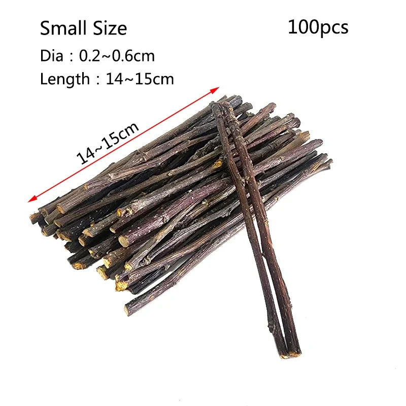 20/40/80/100pcs Hamster Rabbit Teeth Grinding Apple Tree Stick Minerals Molar Stone Toys for Chinchilla Hamster Pet accessories