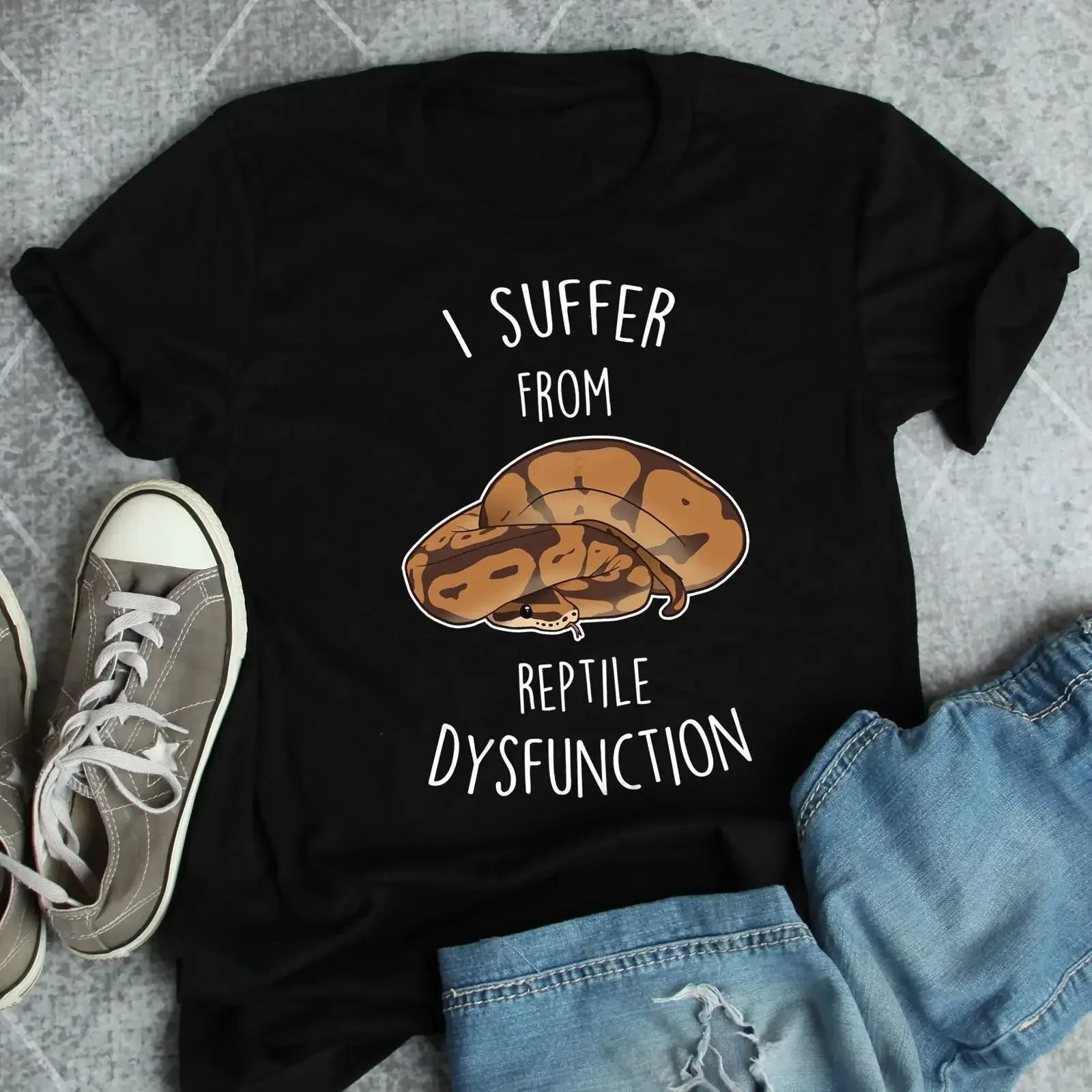 Reptile Dysfunction Funny Ball Python T Shirt Snake Lover Cute for vintage Washed graphic Casual Slightly Stretched Breathable