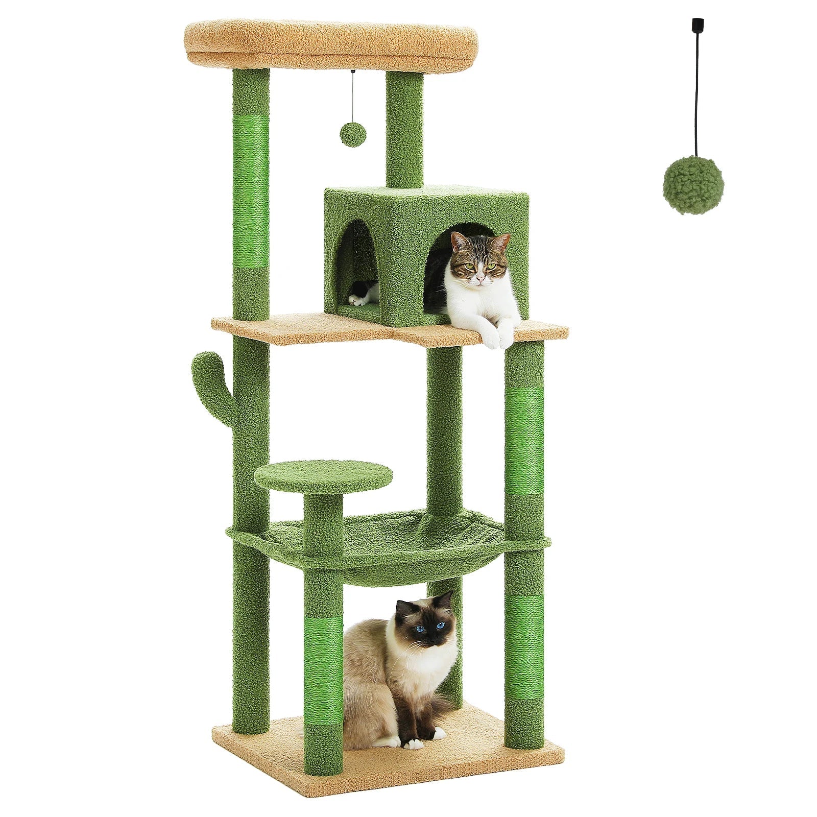 PAWZ Road Cactus Cat Tree Tower for Large Cats - Green 56"