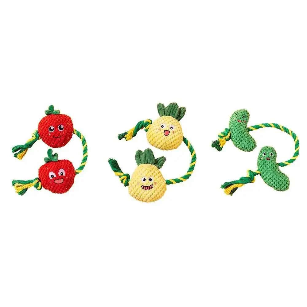 Dog Teeth Cleaning Toy Fruit Shape Bite Resistant Dog Plush Toy Built-in Sounder Can Bite Vocal Squeaky Dog Toy