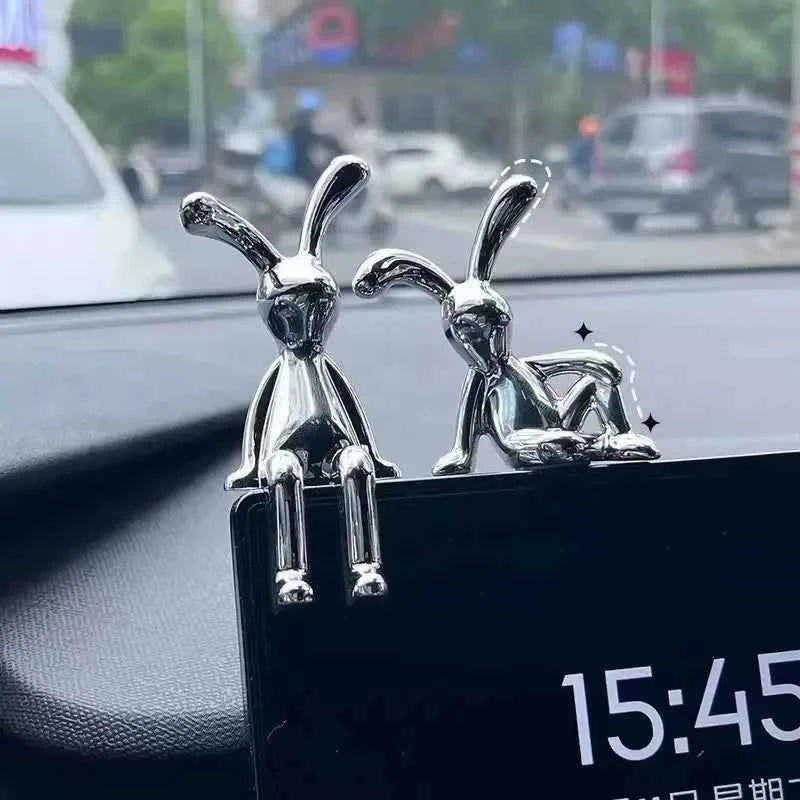 Rabbit Figurine Long-Eared Rabbit Statue Home Office Desktop Decoration Car Central Control Easter Bunny Art Ornaments