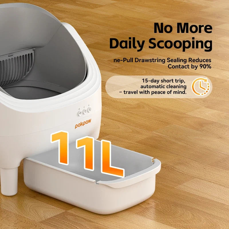 Pokpaw Automatic Self-cleaning Litter Box for Cats – 76L Large Smart Cat Toilet Open Sandbox for Cat Pet Supplies