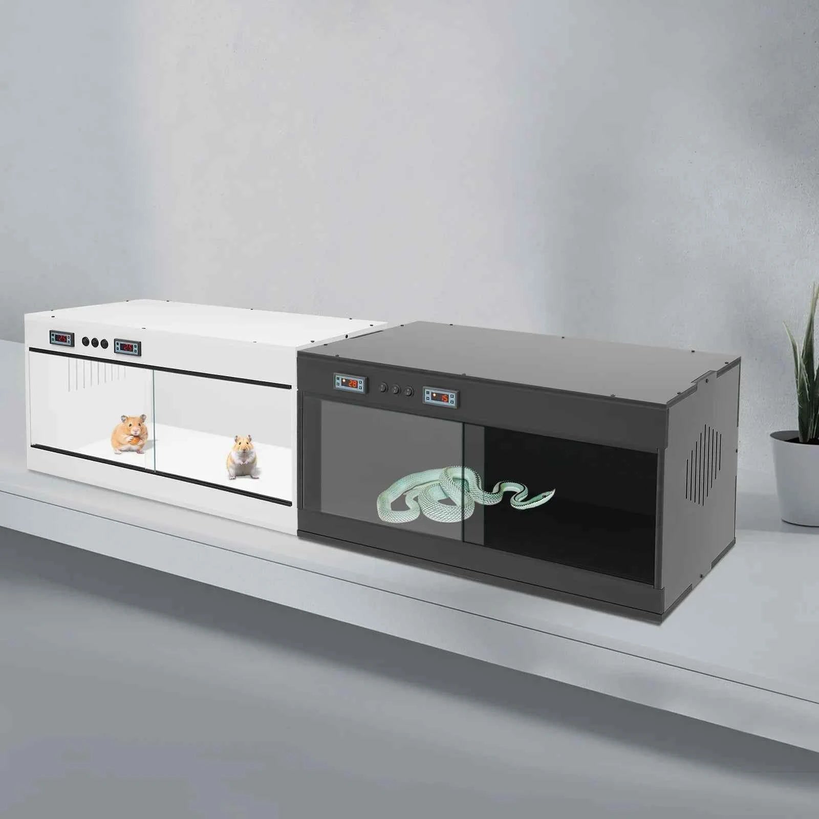 Reptile Lounge Habitat with Glass Sliding Door and Intelligent Thermostat 80*40*40cm Reptile Breeding Box LCD Reptile Pet Box