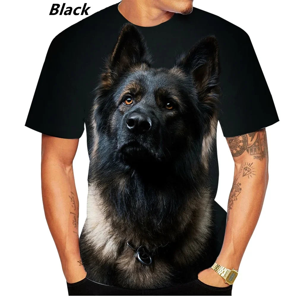 New Design Cute Pet Dog German Shepherd 3D Print T-shirt Funny Stylish Mens and Womens Casual Short Sleeves Personality T-shirt