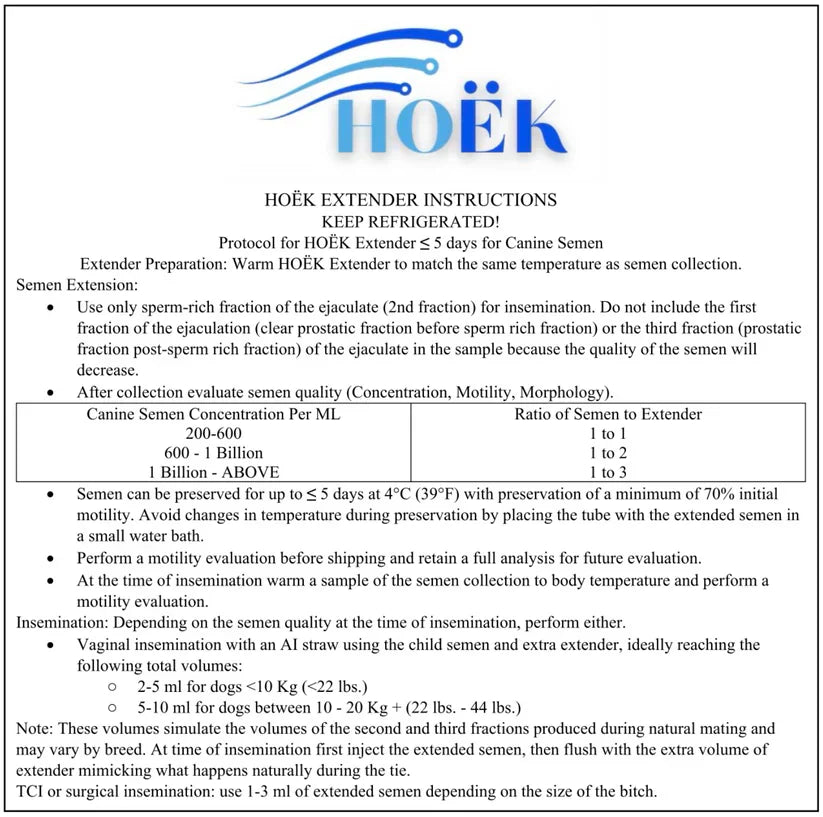 Canīnus-Ext ™ Chilled RTU Short Term (3 days) Extender Canine Extender 20ML Horizon Animal Care