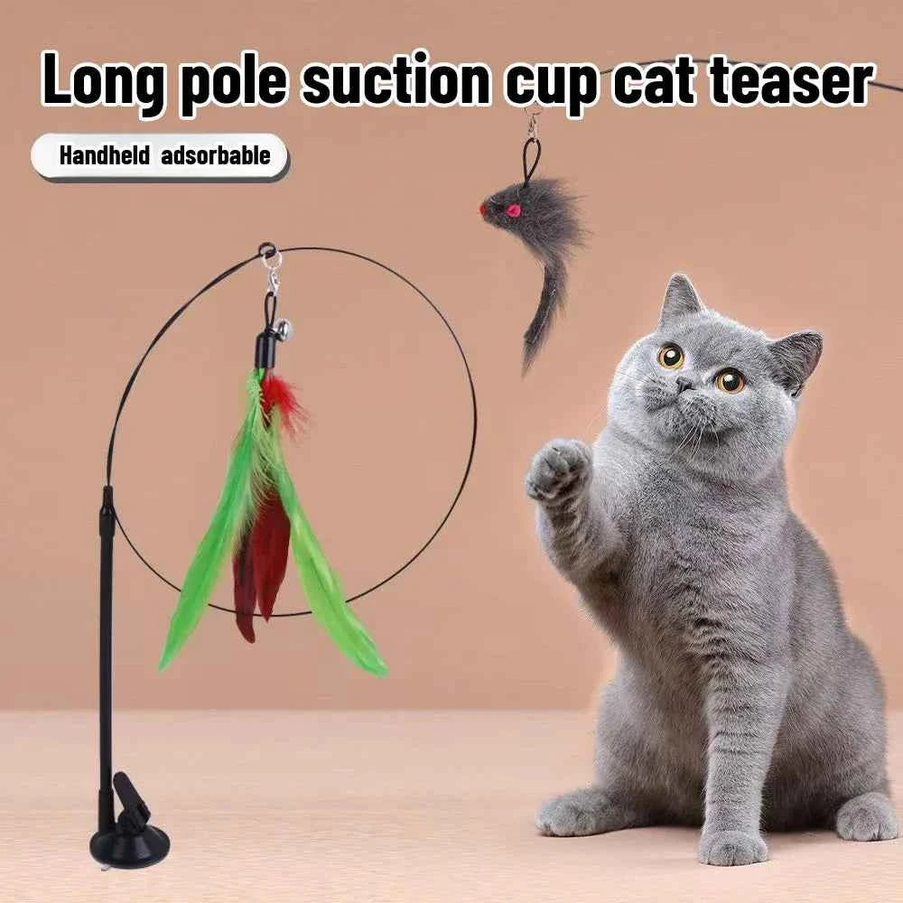 Simulation Bird interactive Cat Toy Sucker Feather Bird with Bell Cat Stick Toy for Kitten Playing Teaser Wand Toy Cat Supplies