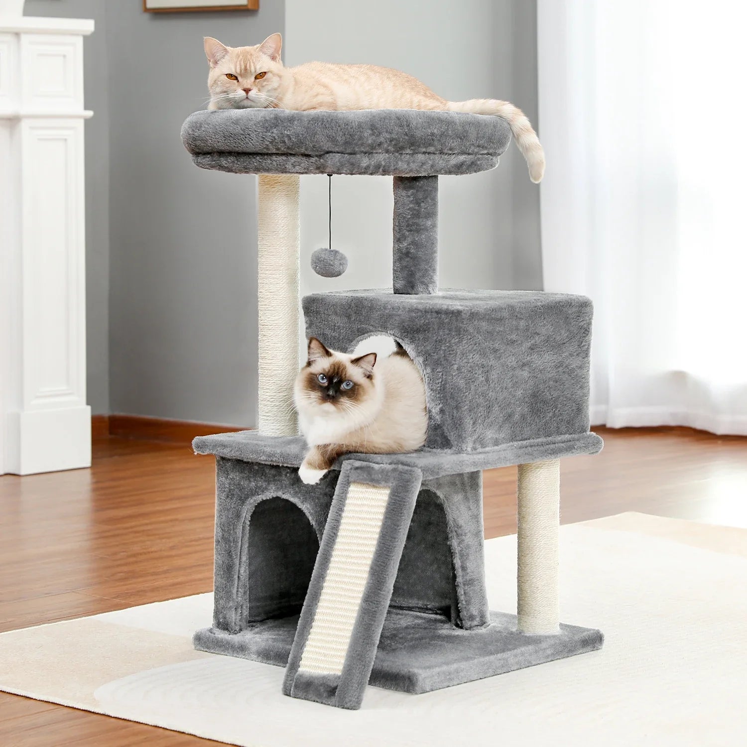 Pequlti Multi-Level Cat Tree Tower with Condo and Hammock