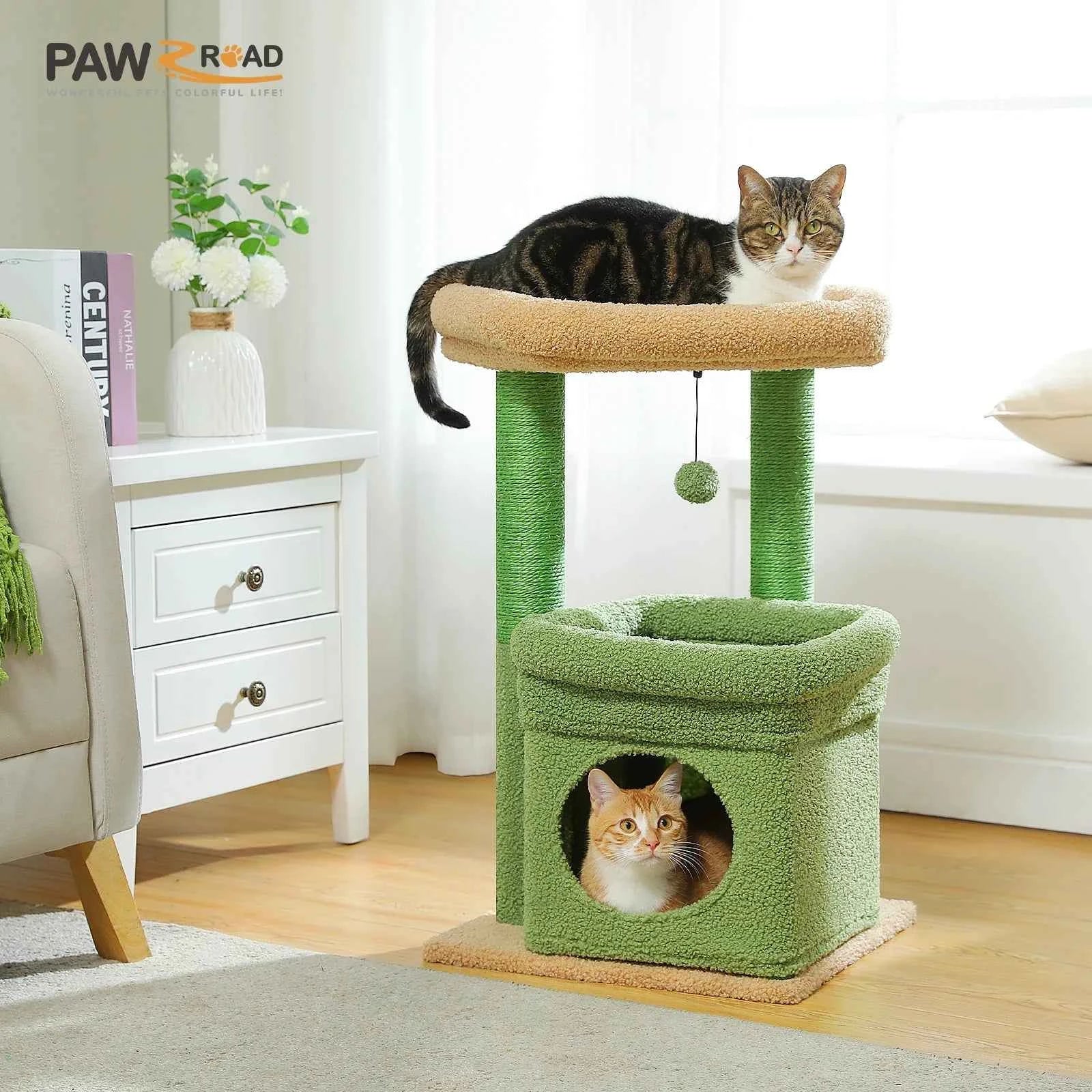 PEQULTI Cat Tree Tower with Condo and Sisal Scratching Posts