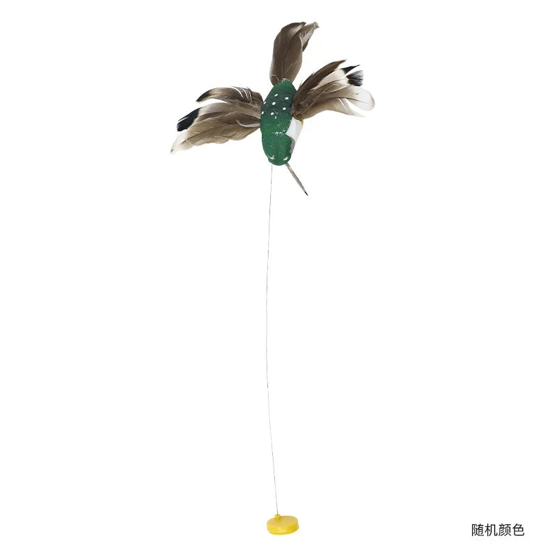Electric Flying Bird Teasing Stick Rotating Interactive Cat Toy Automatically Spins Around Hummingbird Butterfly Play-Catch