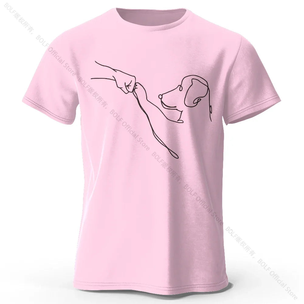 The Dog Friend Printed Modern Minimalist 100% Cotton T-Shirt, Lightweight Round Neck Short Sleeve Tee, Unisex Everyday Wear