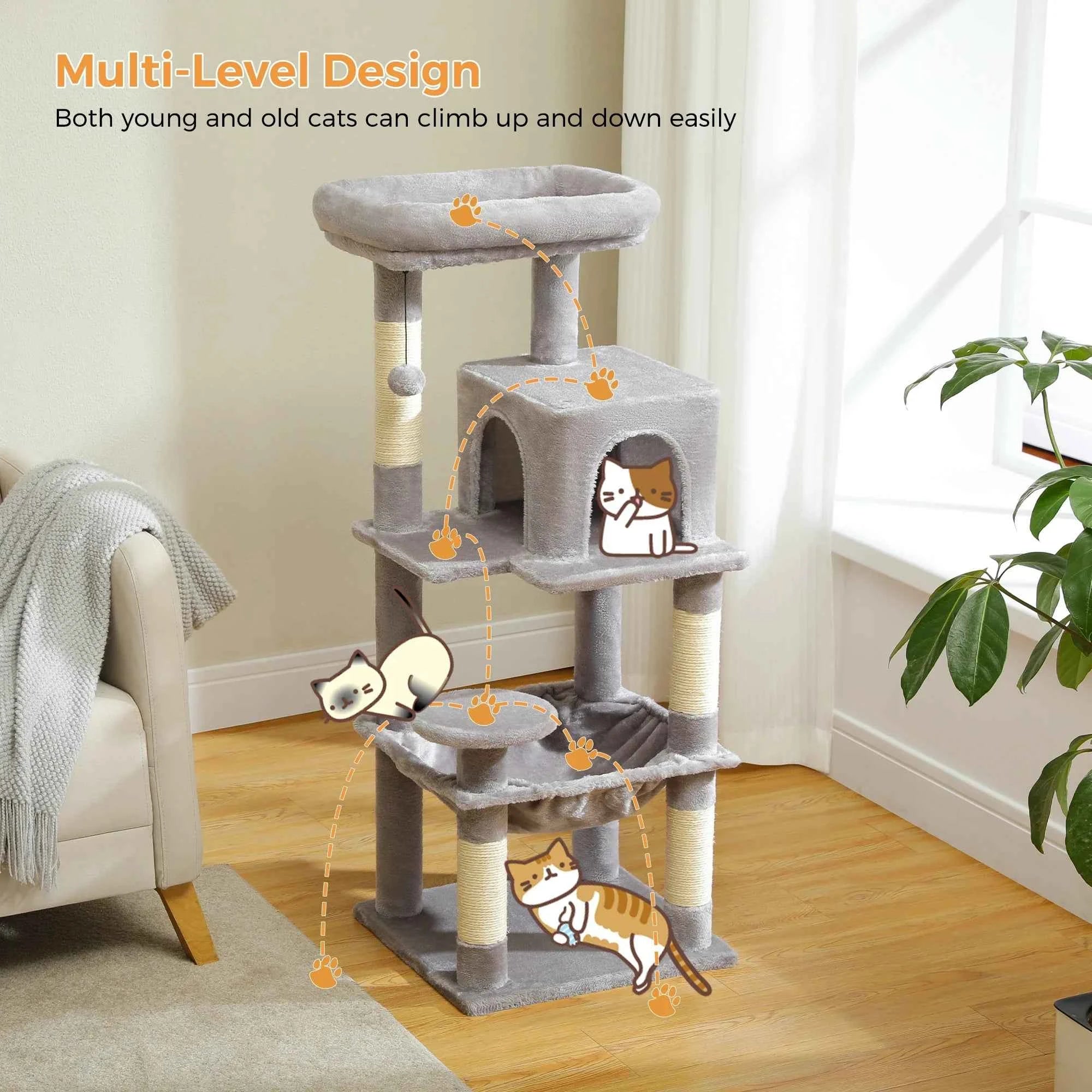 Petepela 5-Level Cat Tree Tower with Hammock and Condo