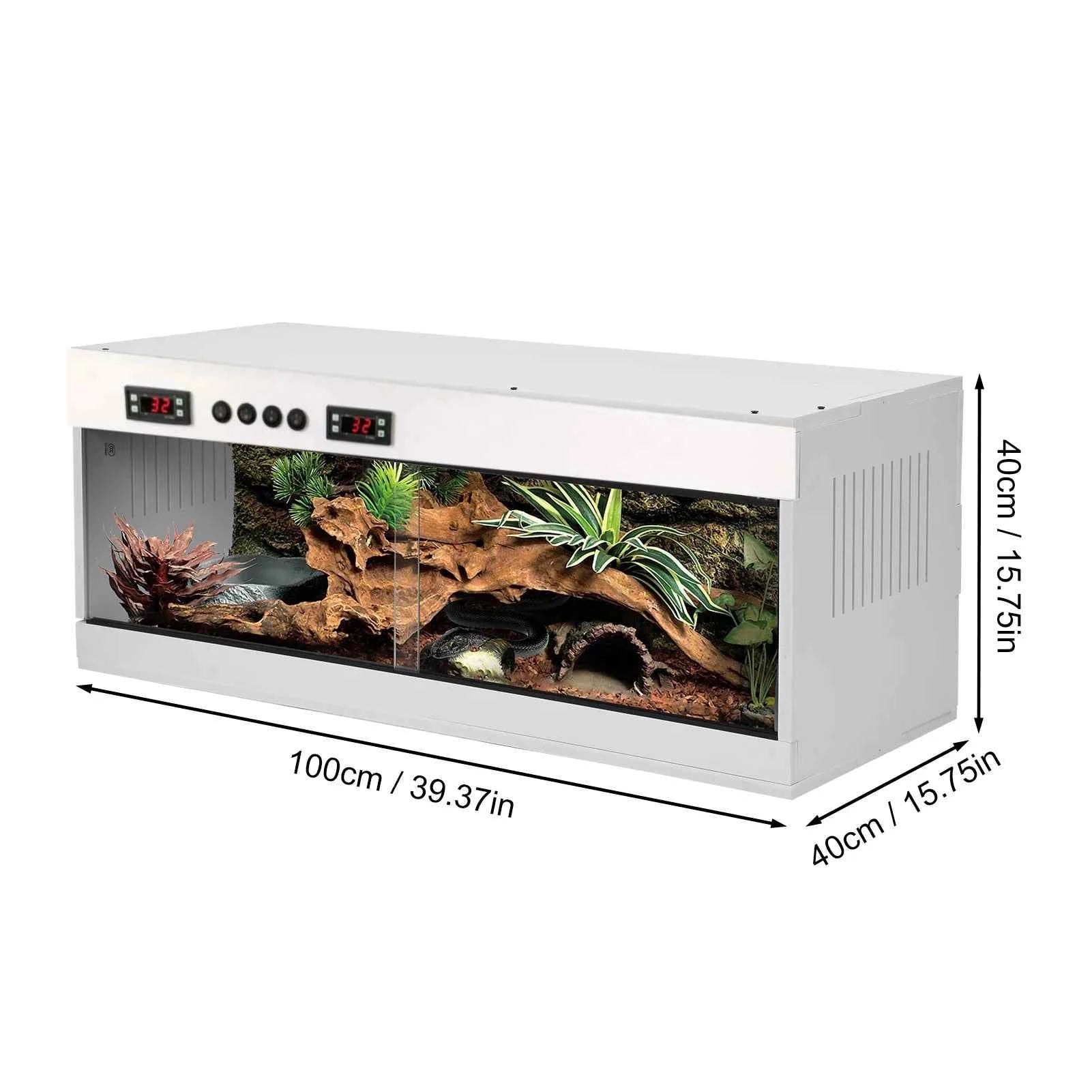 Reptile Enclosure, Reptile Cage Lizard Terrarium, Tempered Glass Reptile Habitat, Breeding Box, Dual Temperature Control