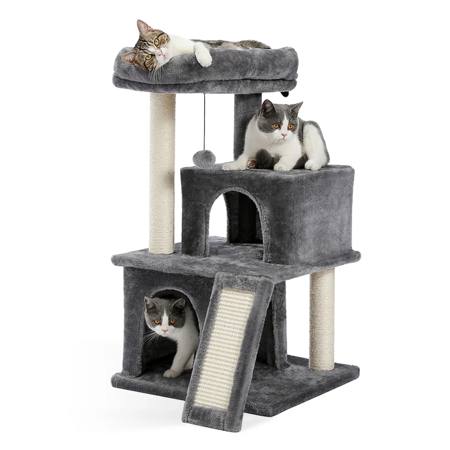 Pequlti 104cm Multi-Level Cat Tree with 2 Condos - Wood