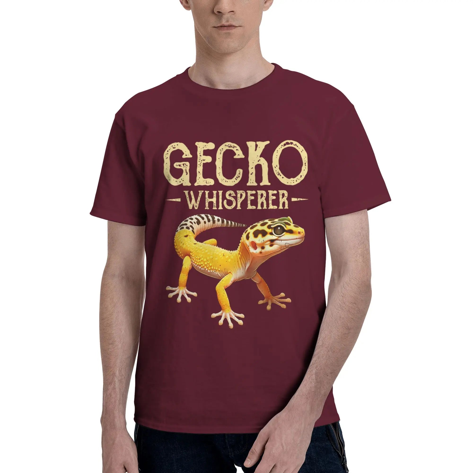 Gecko Whisperer Lizard Reptile Lover Cute Leopard Gecko Men T-Shirt Clothes Tees Short Sleeve fugees 100% Cotton