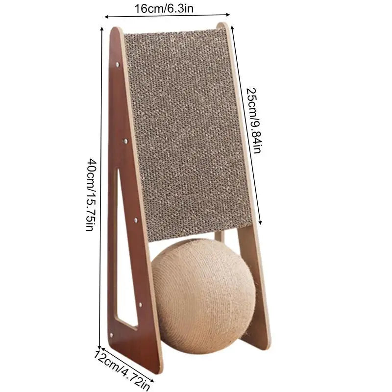 Natural Sisal Cat Scratcher Toy with Ball - 15.75" Durable Board