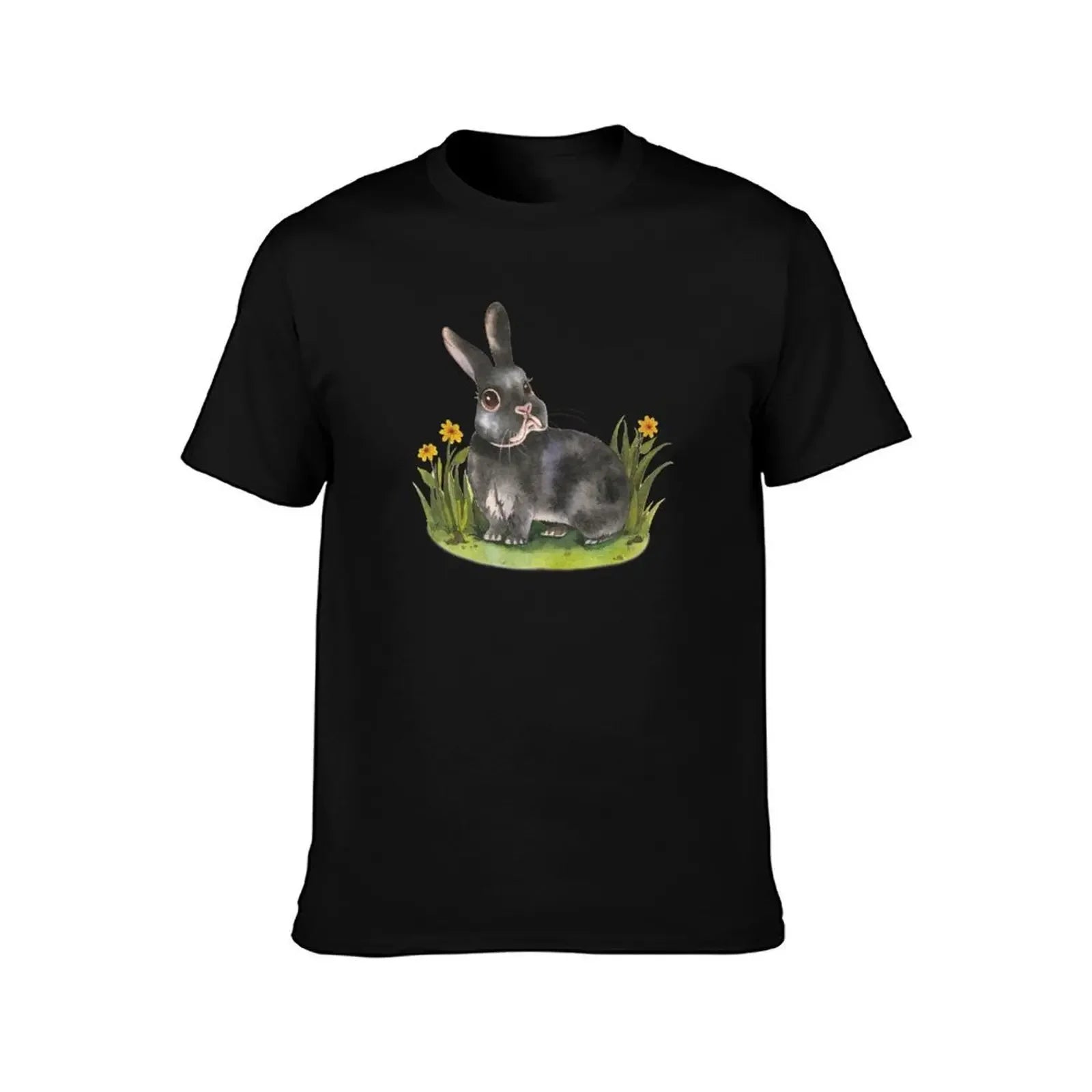 black netherland dwarf rabbit T-Shirt Casual Pattern Print Tee Shirt