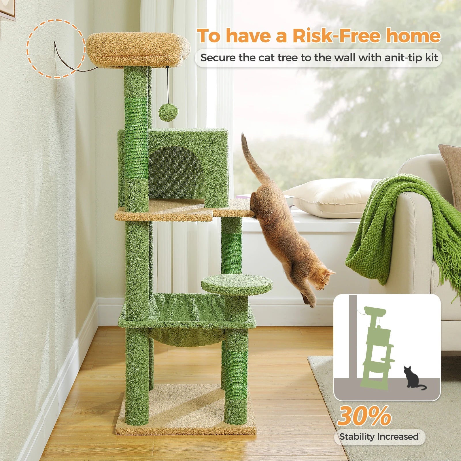 Petepela 5-Level Cat Tree Tower with Hammock and Condo