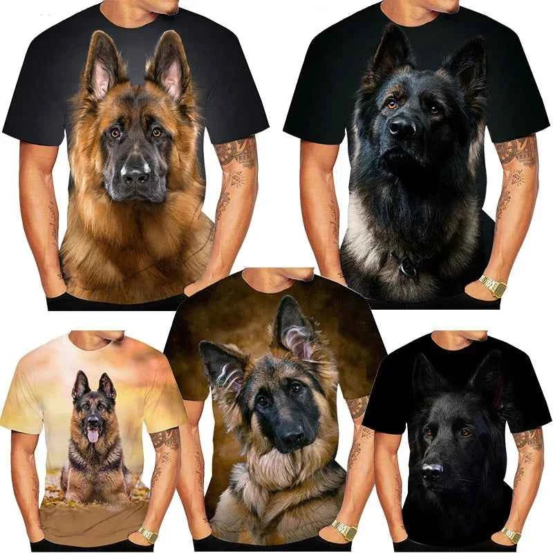 New Design Cute Pet Dog German Shepherd 3D Print T-shirt Funny Stylish Mens and Womens Casual Short Sleeves Personality T-shirt