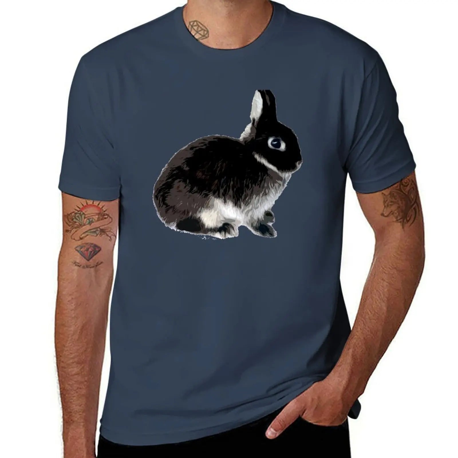 Black Otter Netherland Dwarf Rabbit T-Shirt Thanksgiving Casual Tee