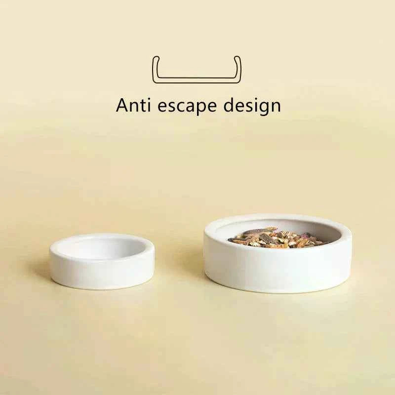 Reptile Food Bowl Anti-Escape Ceramic Feeder Dish Black White Reptile Water Bowl For Hermit Crab Gecko Chameleon Corn Snake