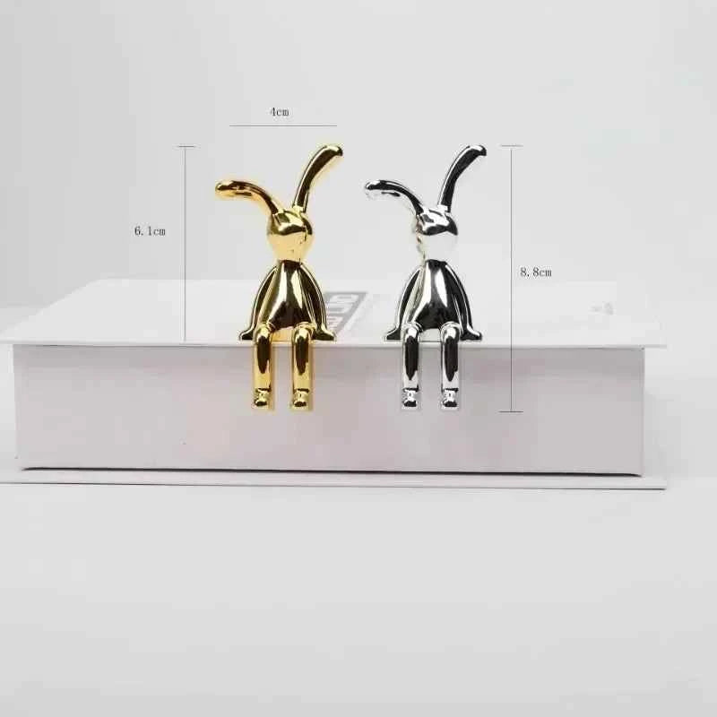 Rabbit Figurine Long-Eared Rabbit Statue Home Office Desktop Decoration Car Central Control Easter Bunny Art Ornaments