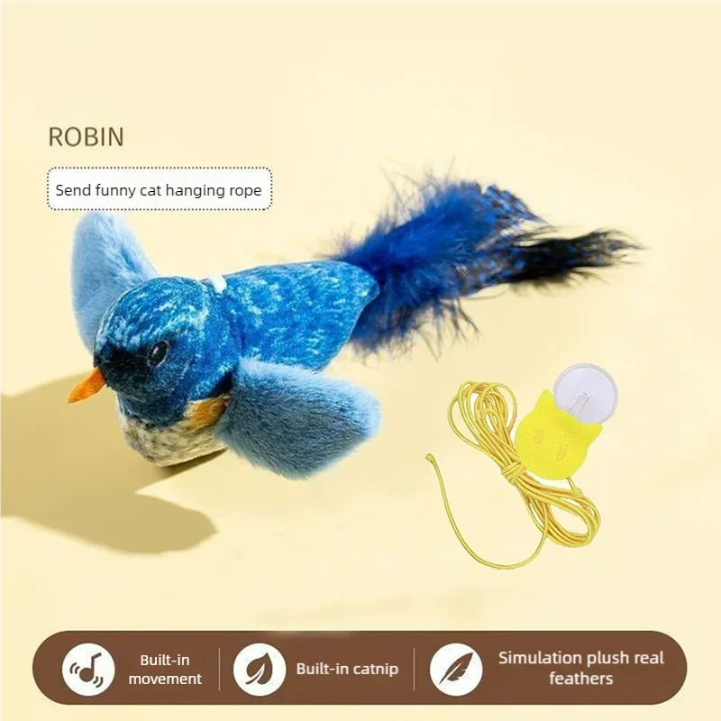 Interactive Chirping Bird Cat Toy Hanging Teaser Wand For Kitten Self Entertaining Anti Boredom Bite Resistant Pet Play Toy