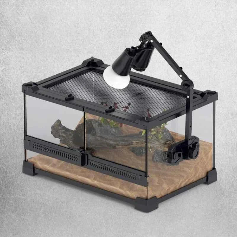 Reptile Terrarium Adjustable Dual-head Lamp Stand Adsorption Removable UVB UVA Lamp Stand Reptile Habitat Supplement Calcium