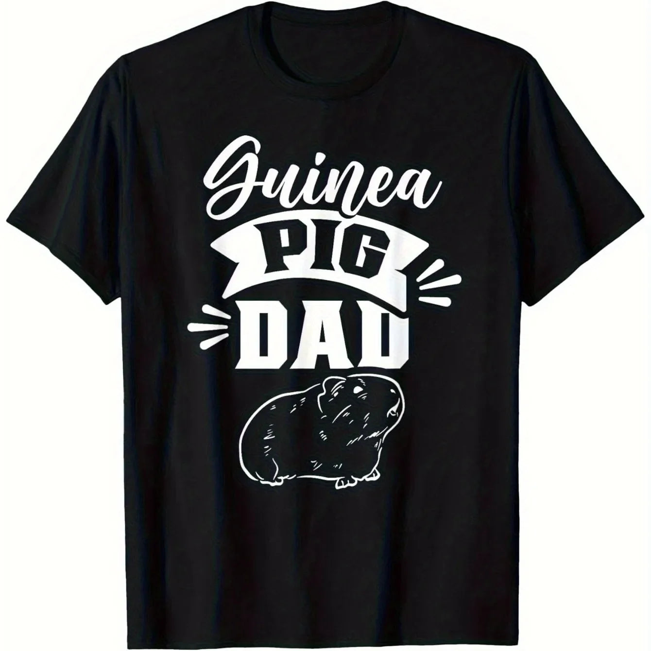 Guinea Pig Dad Graphic T-Shirt Men Casual Cotton Short Sleeve Crew Neck Tee Daily Wear