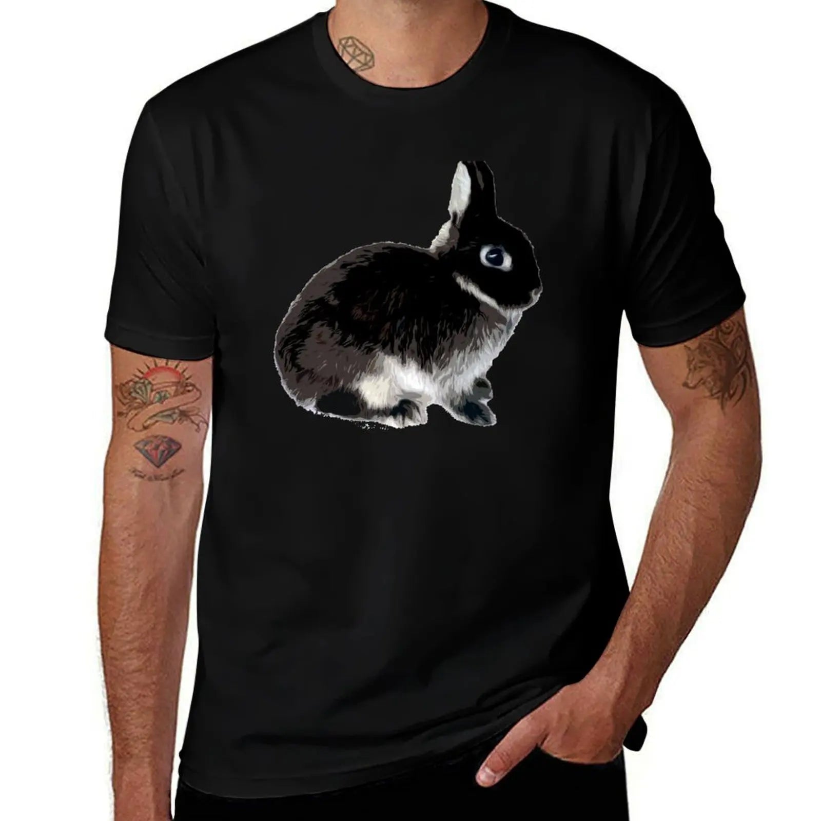 Black Otter Netherland Dwarf Rabbit T-Shirt Thanksgiving Casual Tee