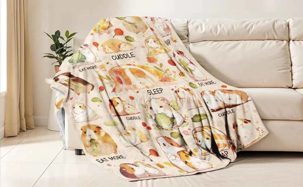 Guinea Pig Blanket, Soft Flannel Guinea Pig Gifts for Kids, Cute Capybara Blanket for Women, Birthday Gift Blanket for Kids,