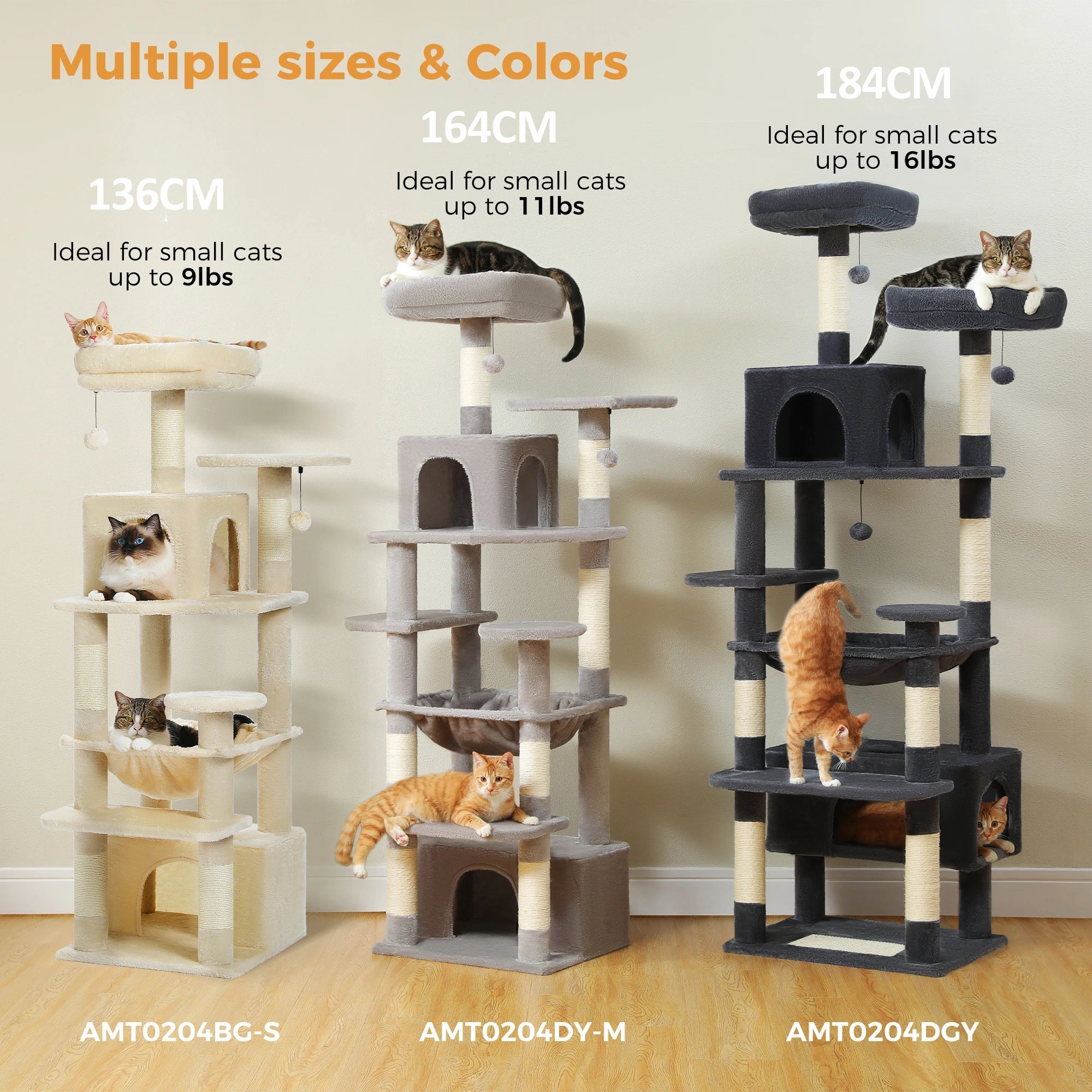 PAWZ Road 72" Large Cat Tree Tower with Hammock and Condo