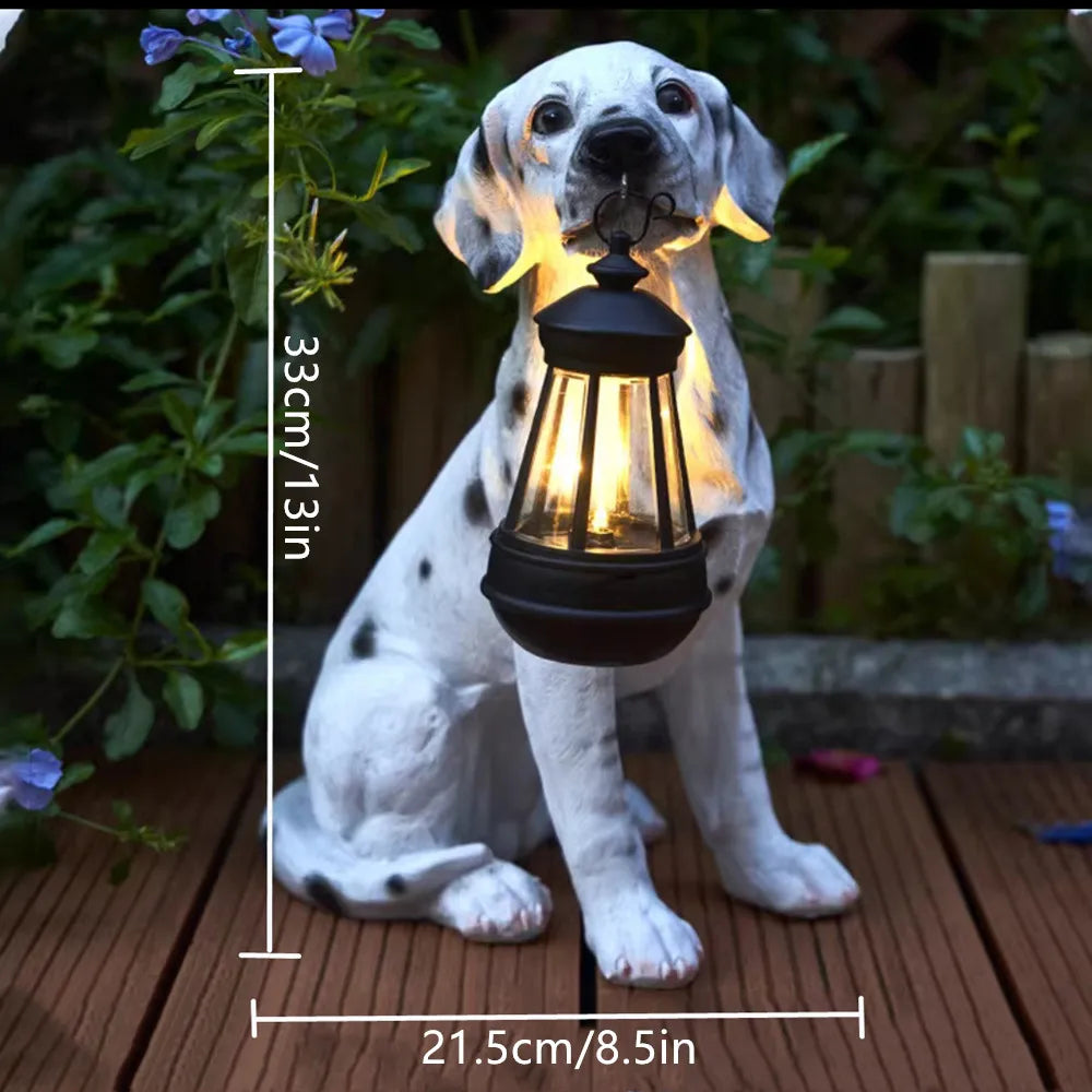 GoldenRetriever GermanShepherd Rottweiler,Statue Outdoor with SolarLed Home GardenDecoration Windproof Lamp RealisticDog Decor